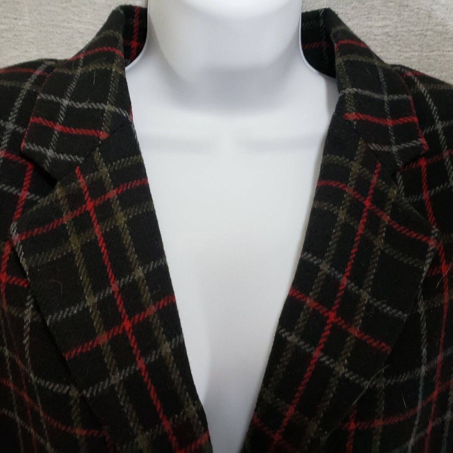 Sag Harbor Petite Ladies Blazer Wool Blend Black Red Green Plaid Size P10 Lined