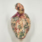 Duck Decoy Floral Decoupage Decorative Porcelain w Display Ribbon Felt Base 8.5"