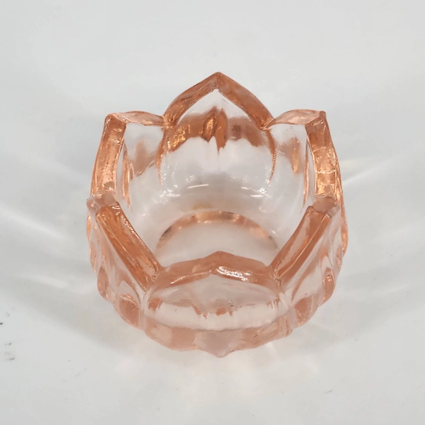 Westmoreland Pink Glass Lotus Flower Open Salt Cellar Individual Dip 1.25" Vtg