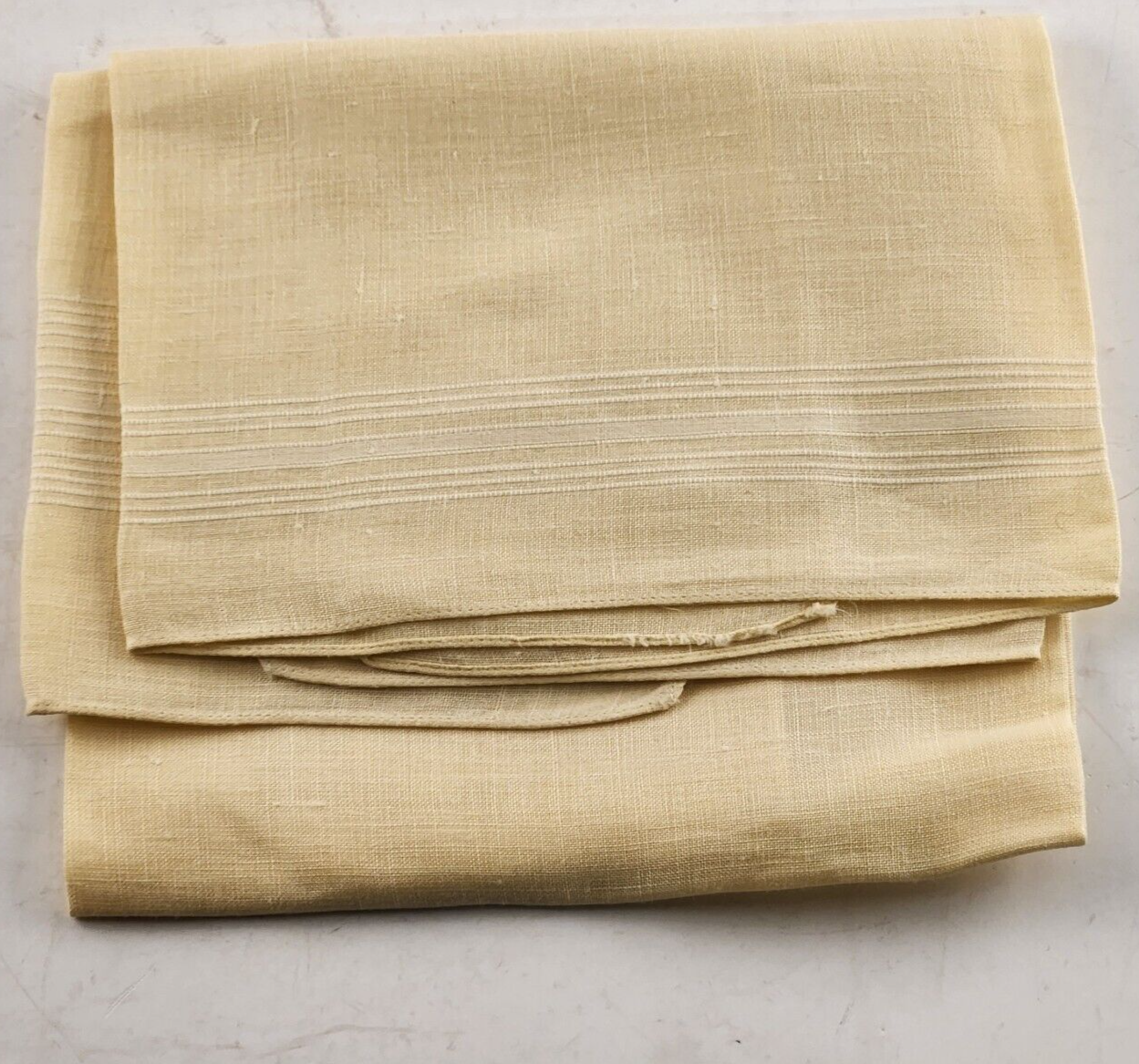 One Red and Two Yellow Linen Dinner Napkins Dining Table Vintage 19"x13.5"