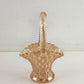 Small Peach Colored Brides Basket Carnival Depression Glass Applied Handle 6"h