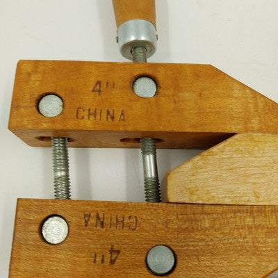 Set 2 Of 4" Maple Wood Hand Screw Clamps 2" Cap 2" Throat 1" Thick China 9"Long