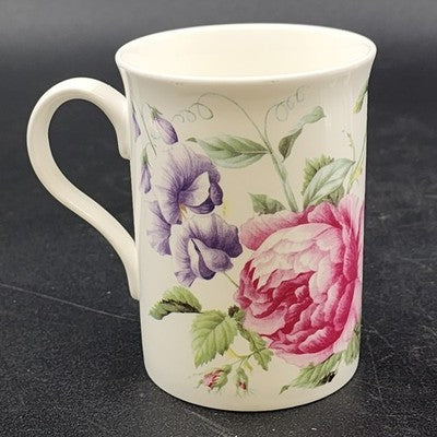 2 Crown Trent Coffee Mug Tea Cups Pink Peony & Pink Roses Bone China England