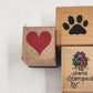 4 Wood Rubber Hand Stamps Love Theme Dog Footprint Flower Heart USA