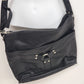 MHNY Black Leather Crossbody Satchel Three Compartment Purse