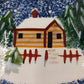 Cook's Bazaar Bell Shaped Plate 10x9" Holly Mountain Lodge Winter Scene Ceramic