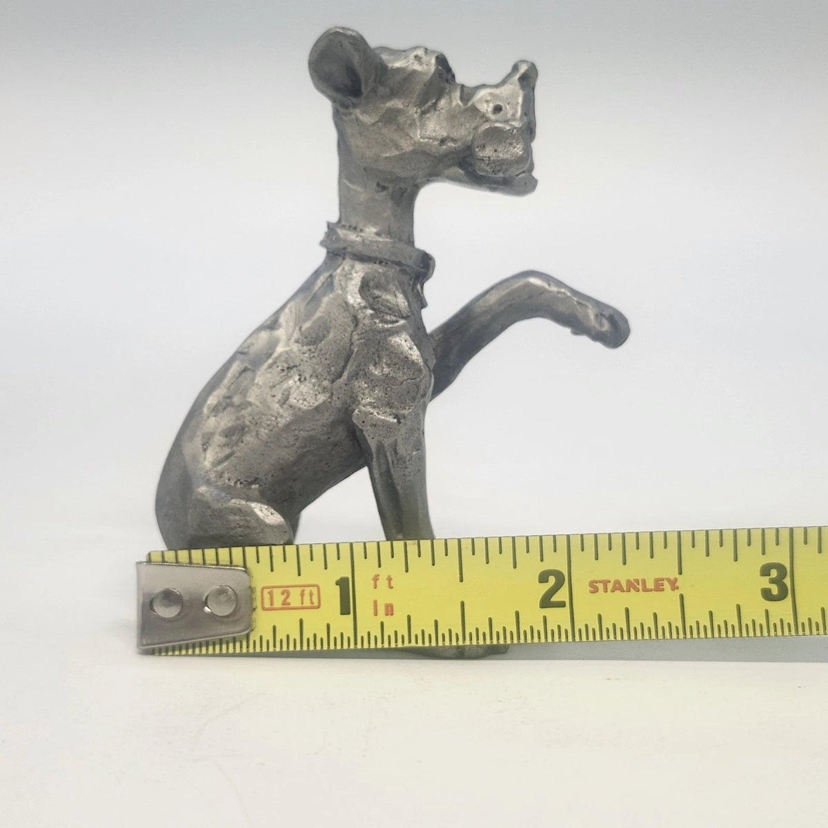 Kelly Waters Pewter Cartoon Dog 3" Seated Puppy Raised Paw Bone Animal Figurine