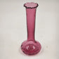 Pilgrim Cranberry Glass Bud Vase 7" Swirled Neck Ruffled Rim Hand Blown