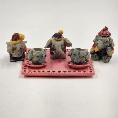 Popular Imports 8pc Miniature Tea Set TMI/ELE Polystone Resin Decorative 1994