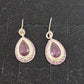 Silver Tone Chain Pear Cut Dangle Purple Rhinestone Amethyst Necklace & Earrings