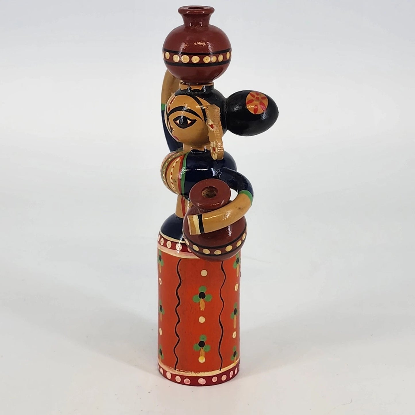 Channapatna Handmade Wooden Doll Karnataka India 7.5 Inch