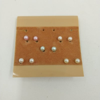 Set of 5 Pair of Small Faux Pearl Beads Jewelry Earrings Pink White Green Blue