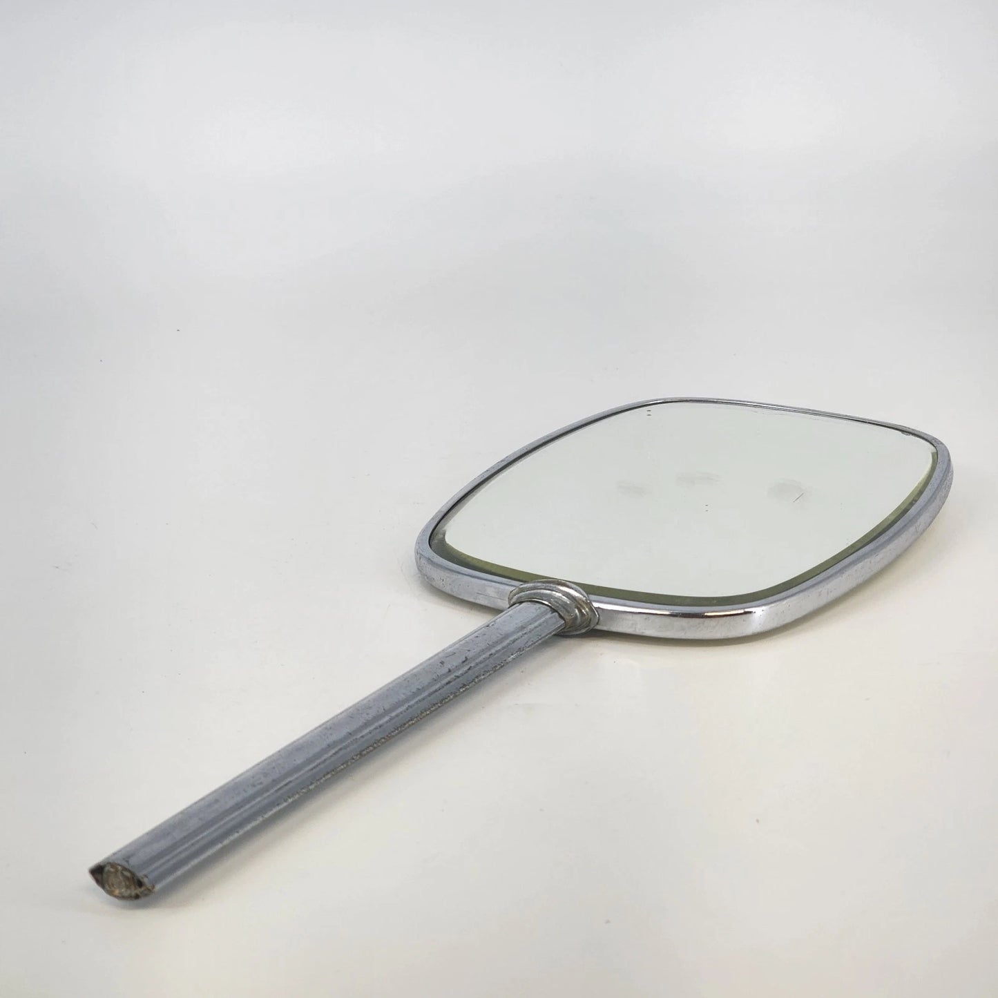 Hand Mirror 12.5" Silver & Yellow Beveled Glass Cameo Rose Flower Vanity Decor