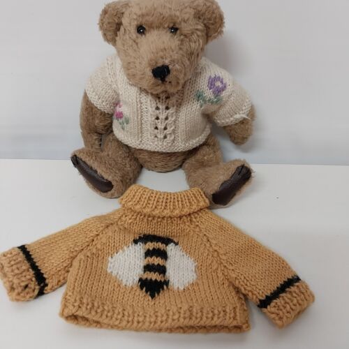 Boyd's Bear Stuffed Animal 1990 with 2 Sweaters Bumble Bee Shirt Floral Shirt