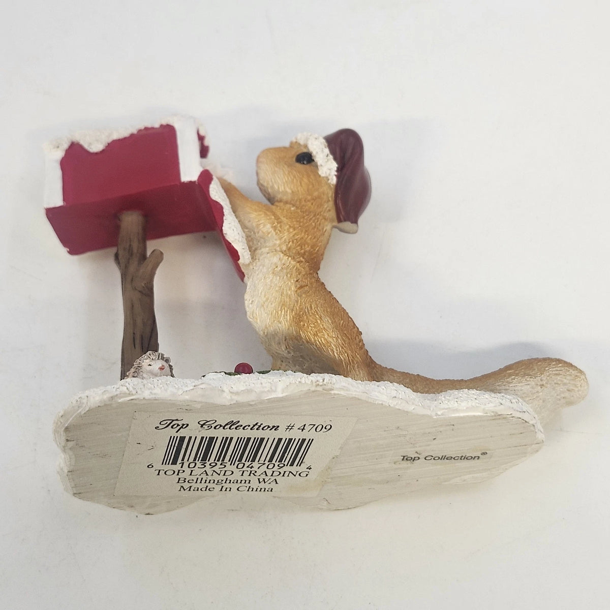 Christmas Squirrel Figurine 4.25" Santa Hat Mailbox Top Collection #4709 Vintage