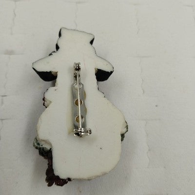 Boyds Bears Folkstone Collection JINGLES THE SNOWMAN Resin Brooch Pin Vintage