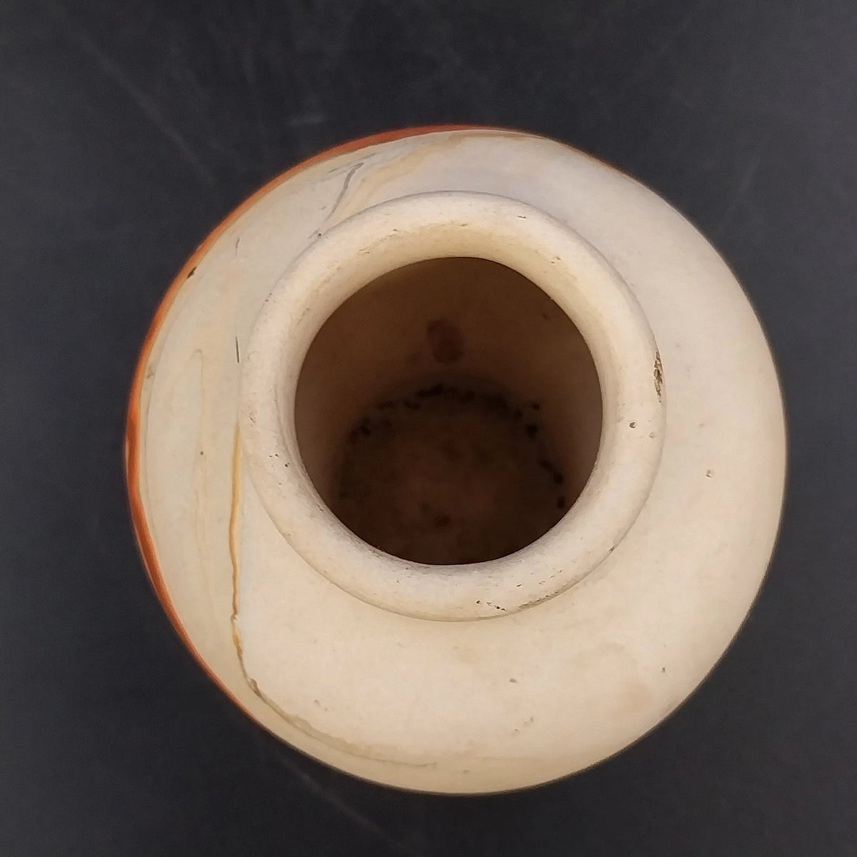 Nemadji Indian Pottery Pedestal Vase Brown Black Marbled Swirl 3.75" Vintage USA