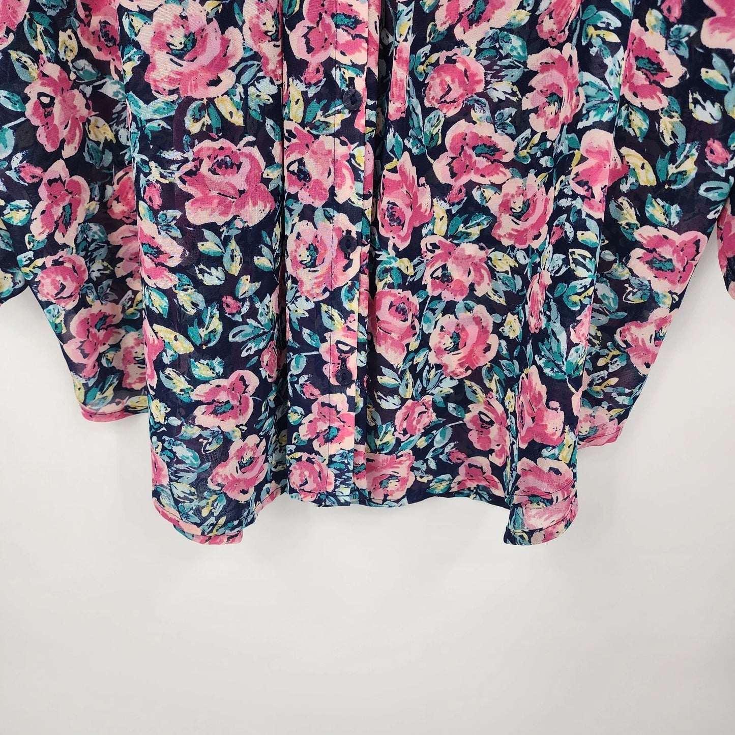 LC Lauren Conrad Floral Chiffon Blouse Large V Neck