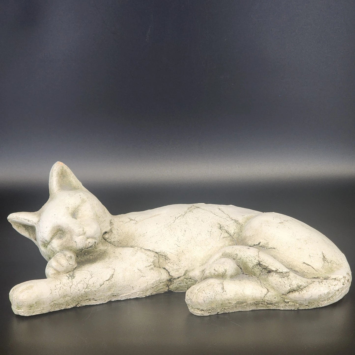 Cast Stone Curled Cat Statue Garden Gate Designs Heavy Concrete Sculpture Decor