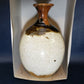 Salt Glazed Studio Art Pottery Vase Goose Neck Brown Tan Signed Thurman 8"