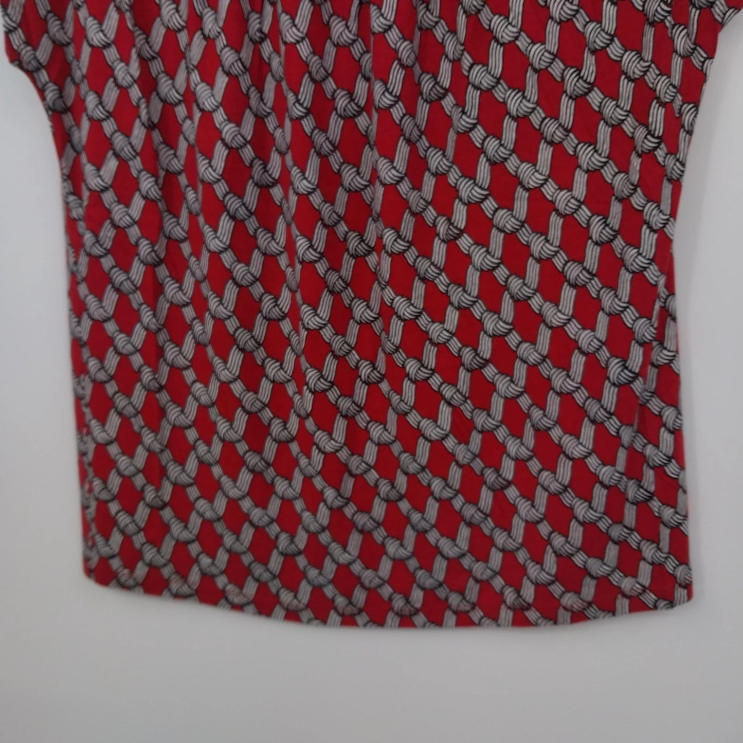 Talbots Petites Red Geometric Boat Neck Blouse Womens SP Top