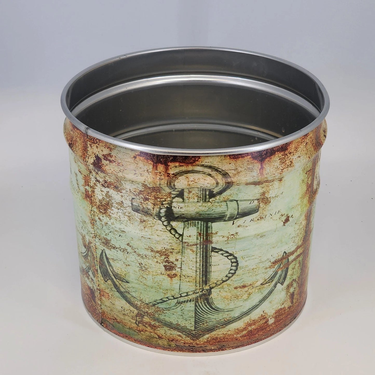 Vintage Designer Home Metal Ice Bucket Old World Map Nautical