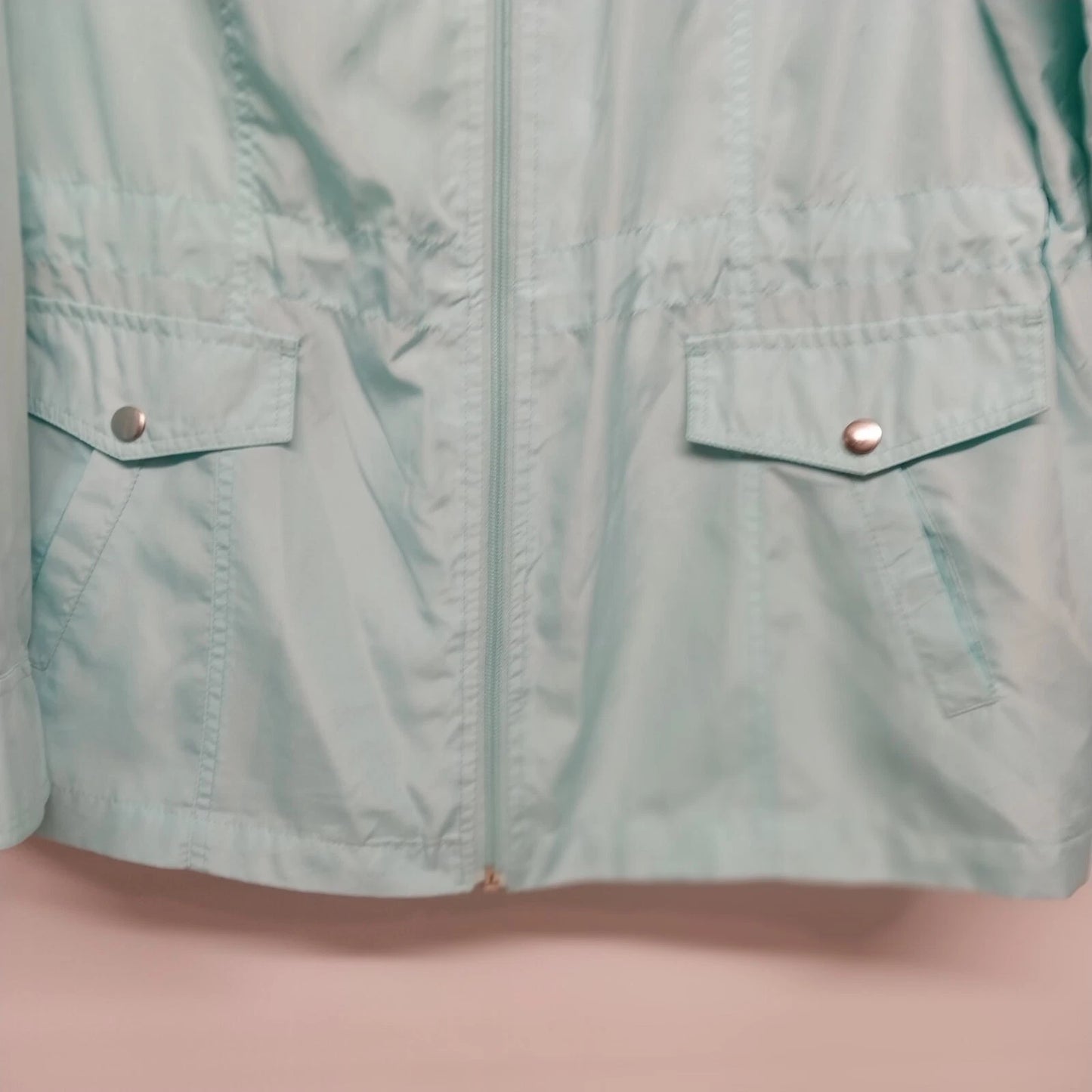 Studio Works Women's XL Light Blue Lightweight Zip Jacket 4 Pockets Drawstring