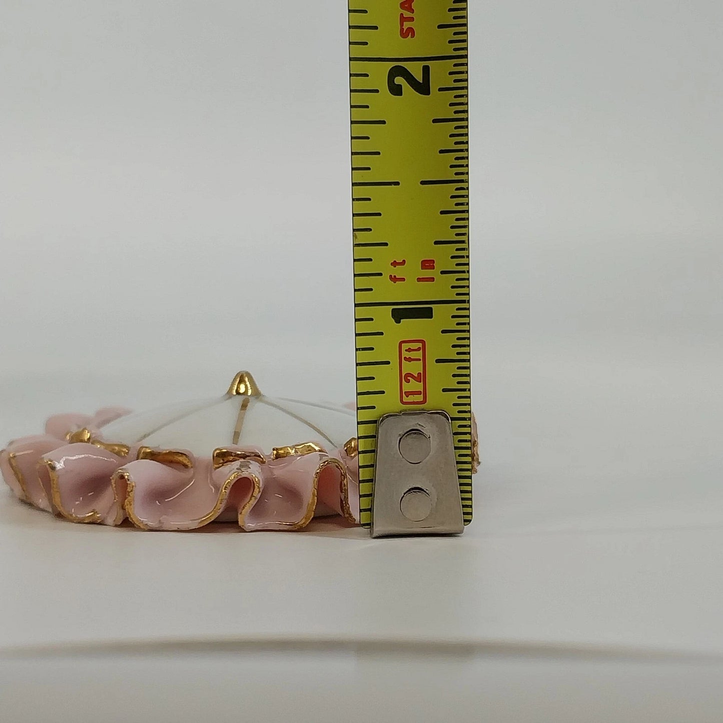 Bloomer Girl Porcelain Figurine Japan White Pink Ruffle Dress with Parasol Top
