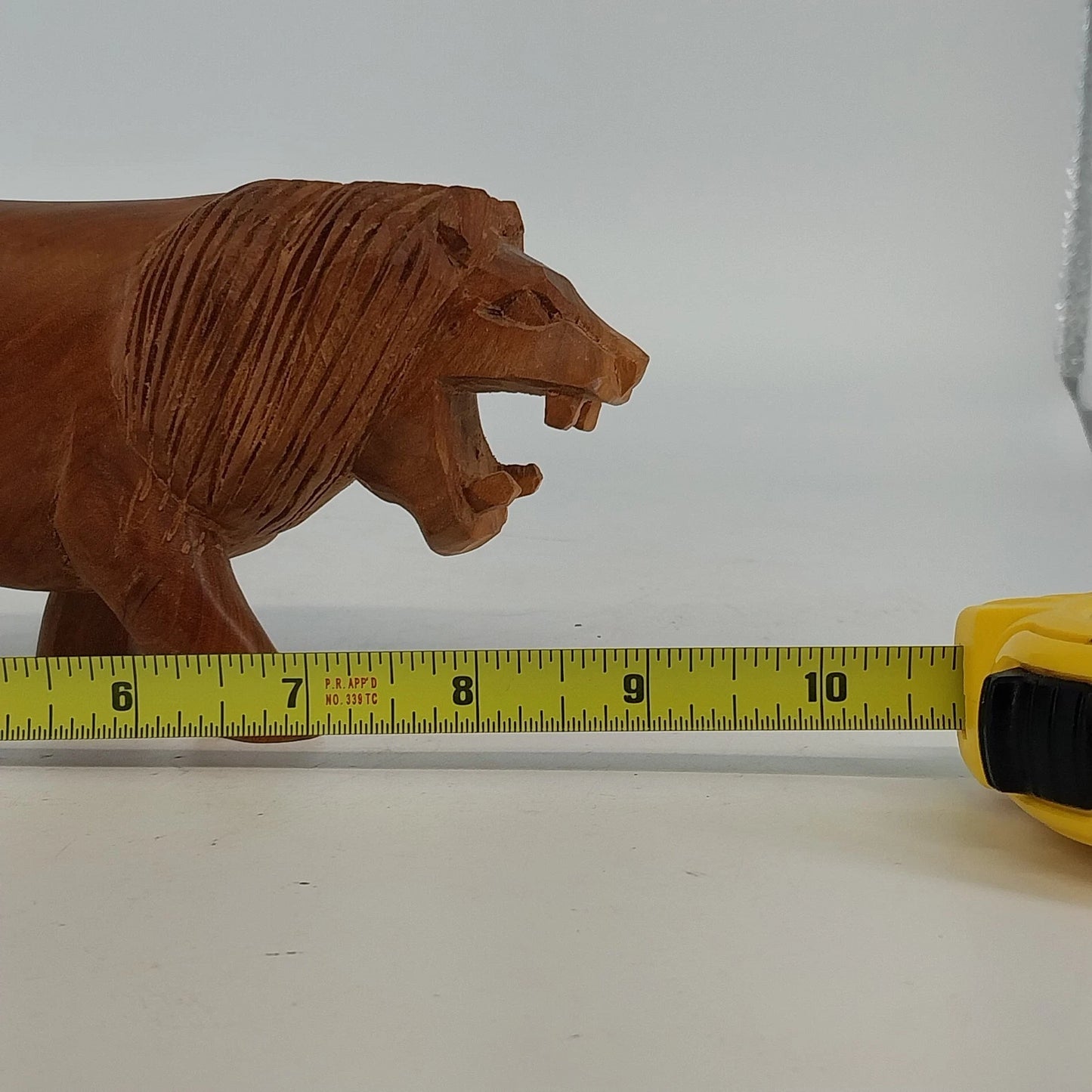 Hand Carved Wood Lion Sculpture Roaring African Folk Art Figure 9" Vintage