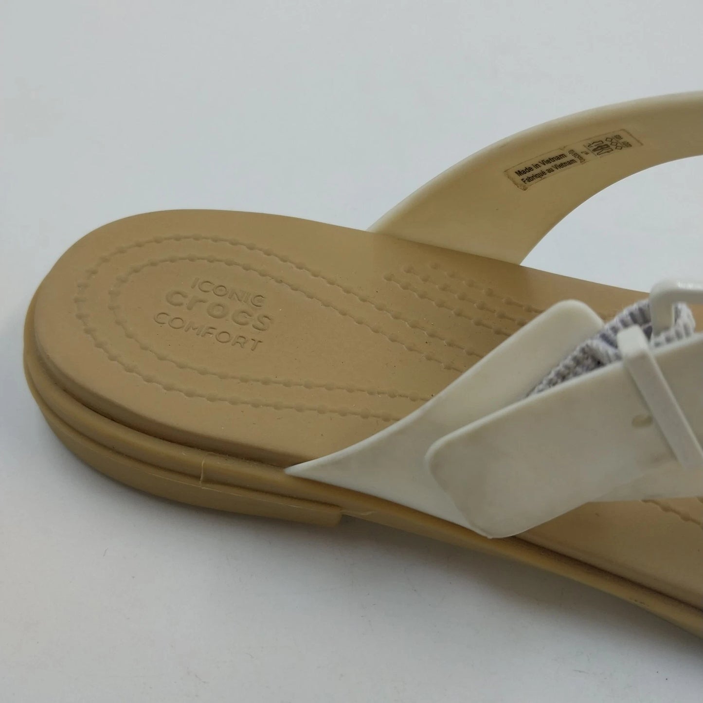 Crocs Iconic Comfort Tulum Sandals White Straps Women's 7 Buckle Comfort Slipper