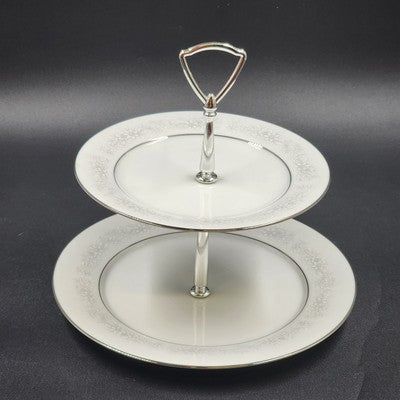 Noritake 2225 Cumberland 2-Tier Serving Tray Floral Japan Vintage