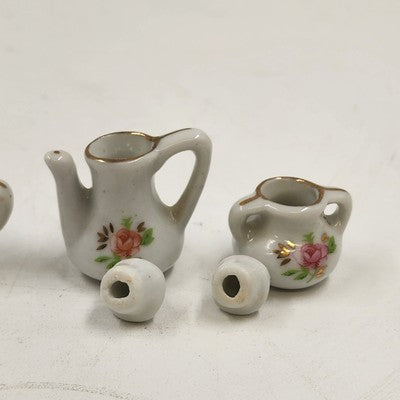Porcelain Mini Tea Set 10pc Pink Rose Gold Trim by Price Products