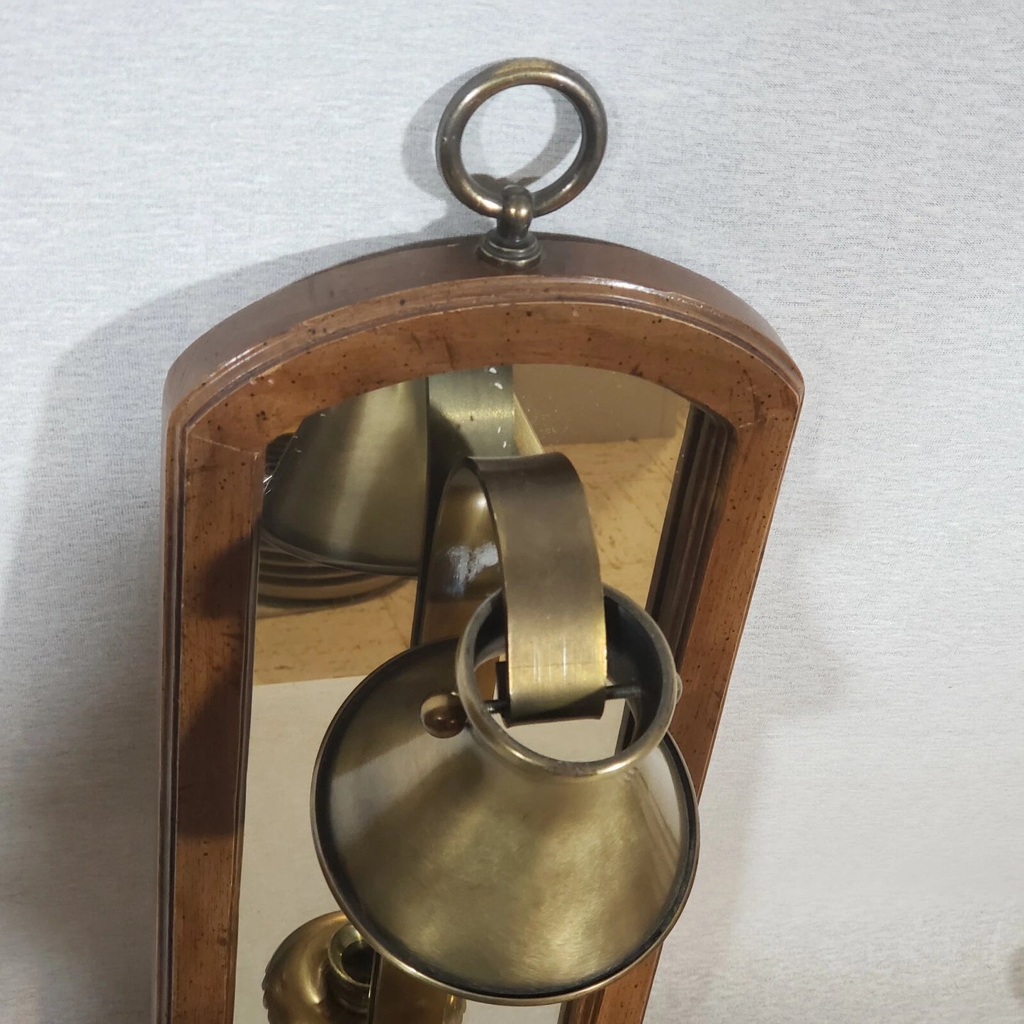 Knob Creek Solid Brass Wood Mirror Candle Wall Sconce MCM Rustic Farmhouse 23"