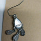 CHAPS Silver Tone Cat Earrings Tiger's Eye White Black Stone Dangle Hook