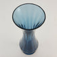 Art Glass Blue Ribbed Bud Vase Stemmed Midnight Blue Italy Handmade 9.5”