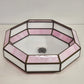 Octagon Leaded Stained Glass Ceiling Lamp Shade Pink White Slag Glass 13”x11"