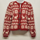 Croft & Barrow Cardigan Sweater Petite Medium Snow Flakes Reindeer Silk Angora