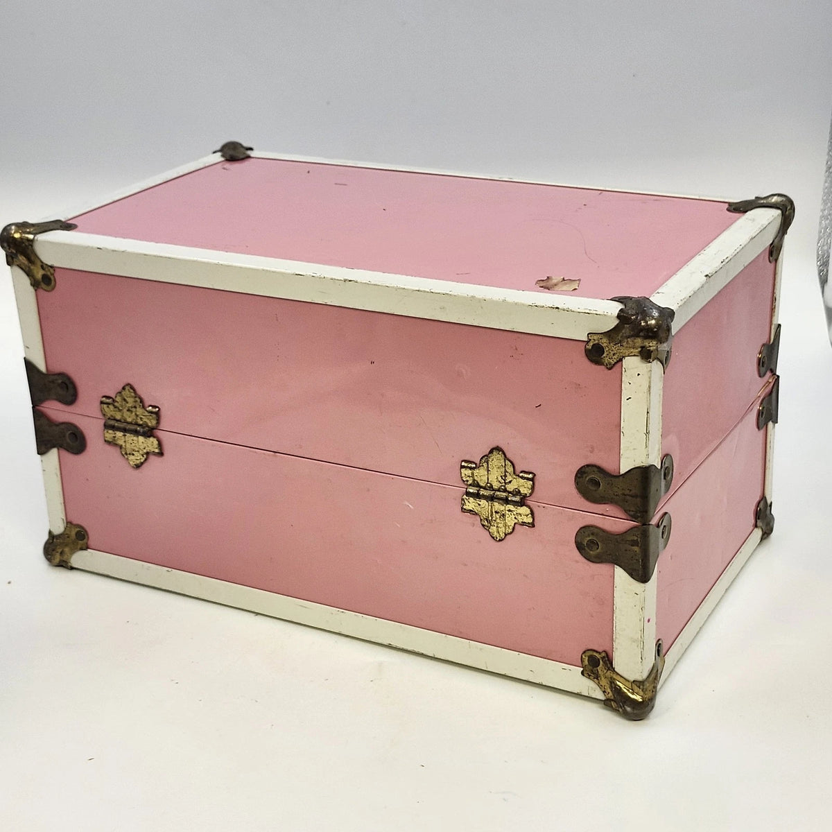 Pink Cass Toy Doll Trunk Wardrobe Case Clothes Accessories Storage 12" Vintage
