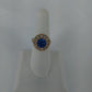 3 Pc Ring Lot Blue Rhinestone Adjustable Silver Tone Flower Chain Link Size 7