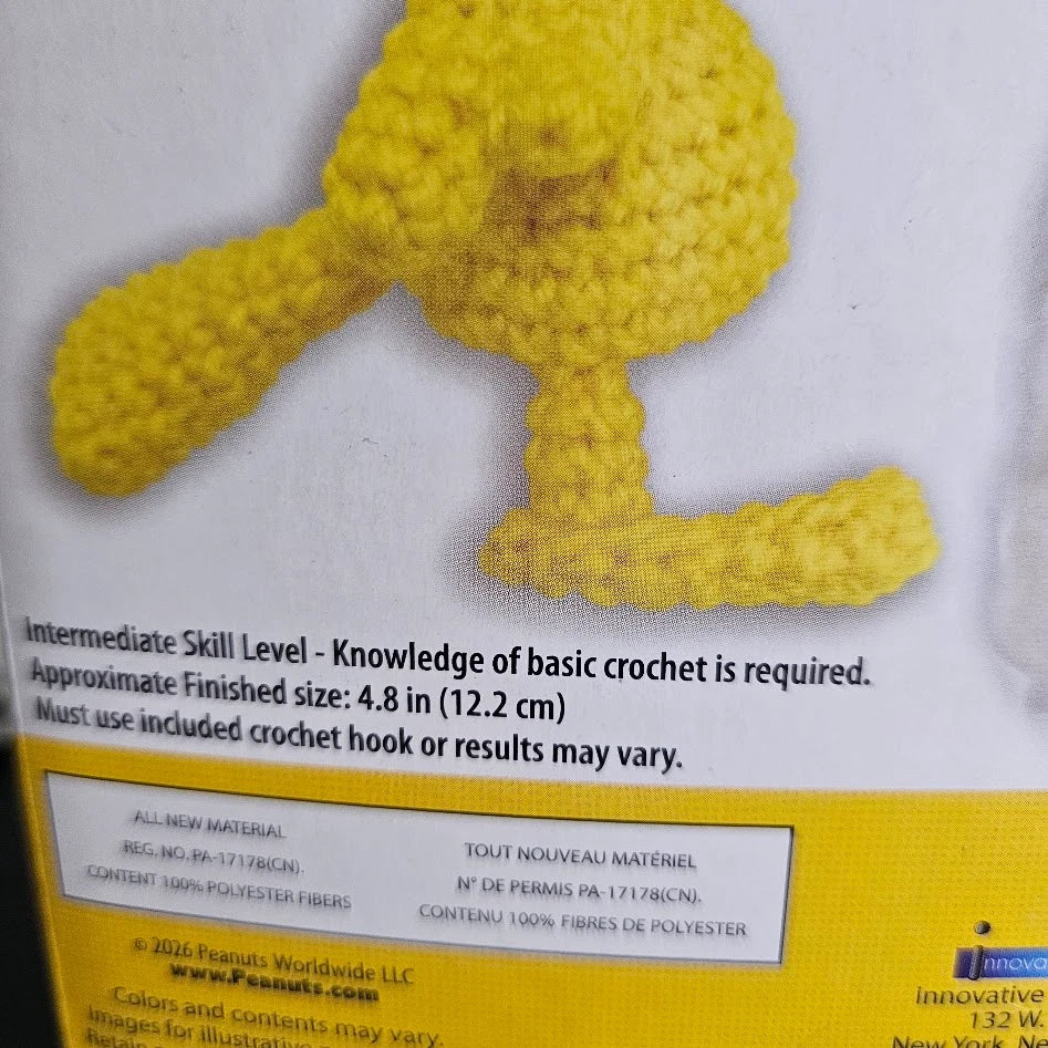 Peanuts Woodstock Crochet Kit DIY Craft Yarn Needle Stuffing Complete New Sealed