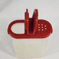 2 Tupperware Modular Mates Spice Container Shakers 1846-19 Red Lids 1845-16 Vtg