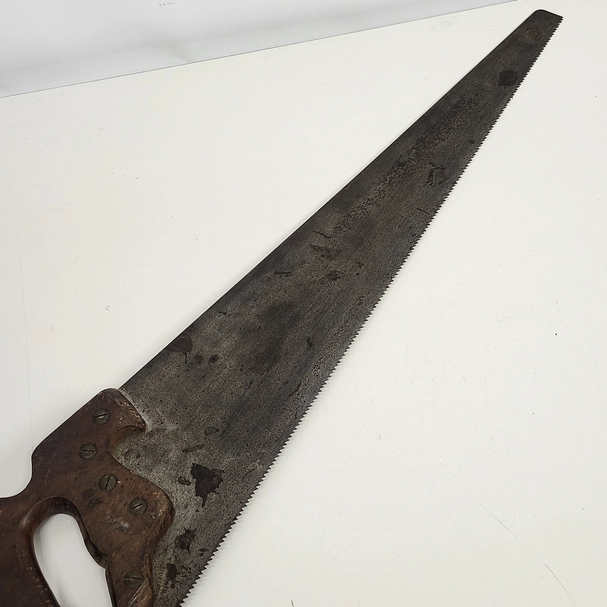 Disston 26" Crosscut Hand Saw Carved Wood Handle Carpenter Tool Vintage USA