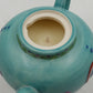 Jim Shore Teapot Candle Enesco Heartwood Creek Blue w Red Heart Ceramic Chip Lid