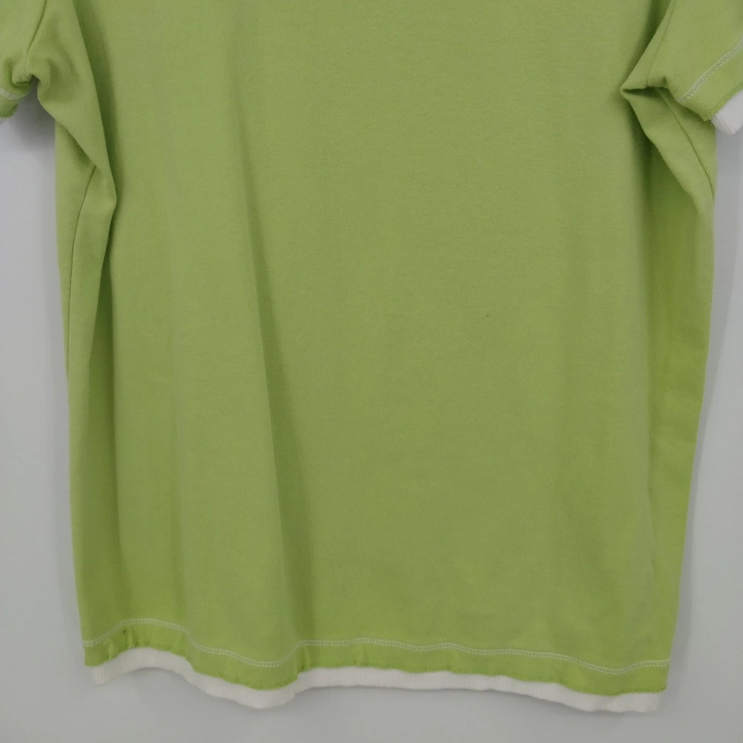 SB Active Ringer T Shirt Women's Large Lime Green White Trim Short Sleeve Cotton