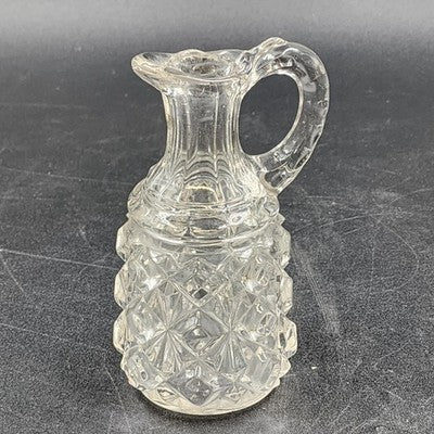 Cruet Decanter with Handle Hand-Cut Crystal Elegant Table Décor Cube Pattern Vtg