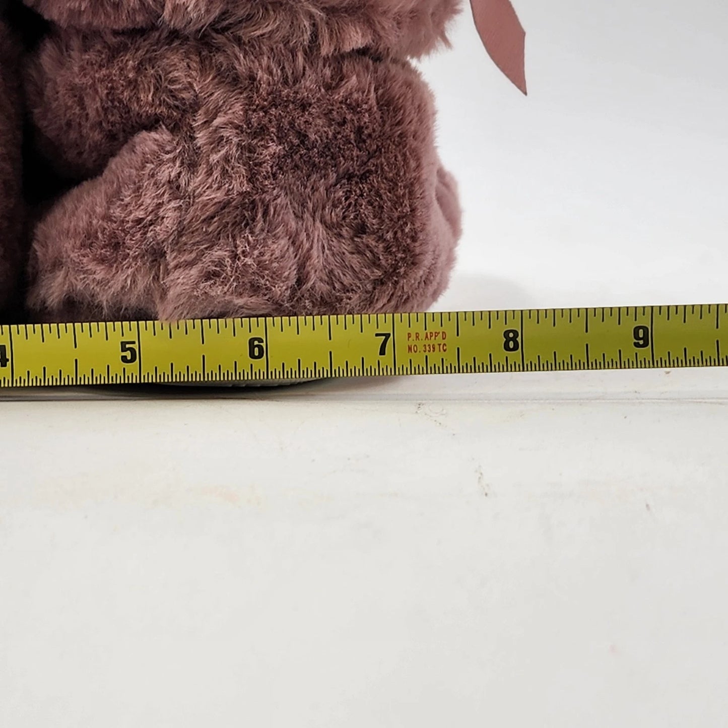 Faux Fur Slippers Pull-On Bootie Women's Dirty Pink Size Medium 7-8 with Ribbon