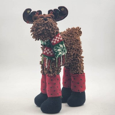 Plush Stuffed Animal Standing Moose Piercing Bling & Chain 14" Christmas Decor