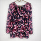Jennifer Lopez JL Women's 0X Floral Chiffon Blouse Pink Purple Navy Long Sleeve