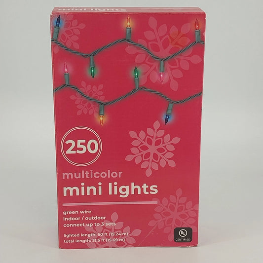 250 Multicolor Mini Christmas Lights Green Wire 50 ft Indoor Outdoor NIB