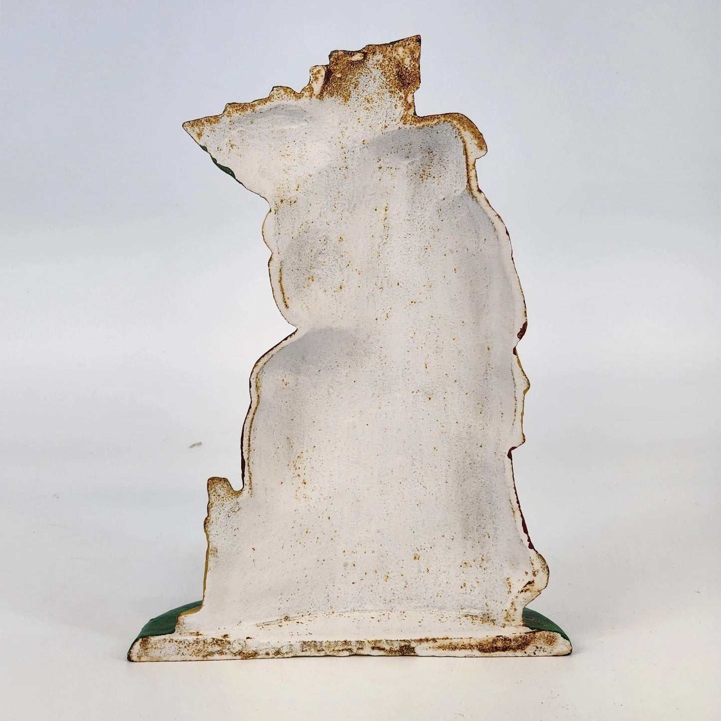 Cast Iron Santa Claus Doorstop Holding Christmas Tree & Staff Heavy 10" Vintage